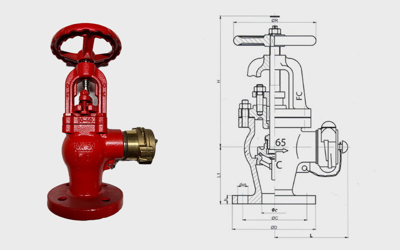 JIS F7333 Yangın Vana Köşe Sfero - 10K